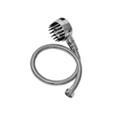 Chuveiro de mão prateado com cabo flexível e cabeça redonda