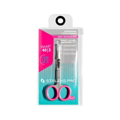 Tesoura profissional para cutículas Staleks Pro SMART 40|3 em embalagem colorida
