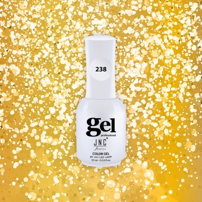 Frasco branco de verniz gel para unhas com fundo dourado