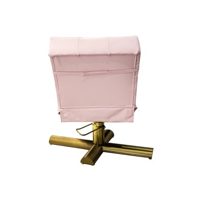 Cadeira de beleza rosa claro com base dourada