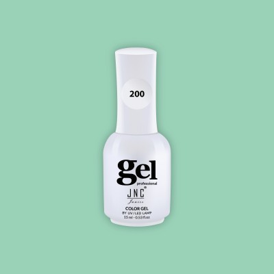 Frasco branco de gel para unhas com texto e número 200