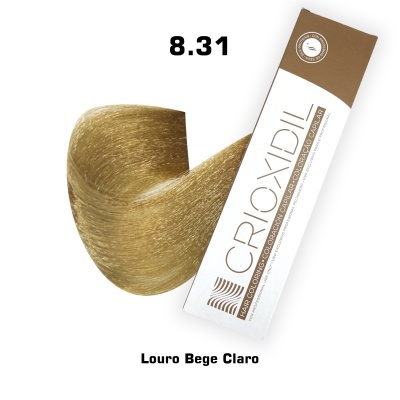 Tubo de tinta para cabelo Croidil 8.31 Louro Bege Claro com amostra de cor