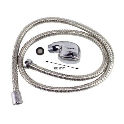 Mangueira metálica flexível com acessórios cromados e anilha preta