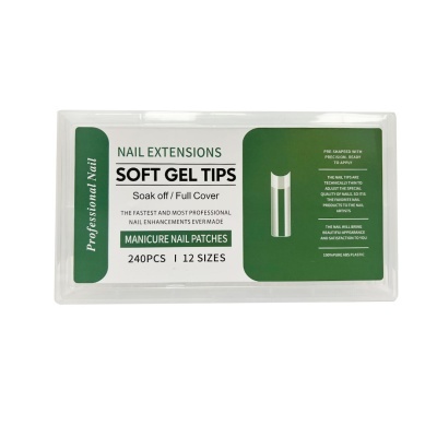 Embalagem transparente com dicas de unhas em gel macio para extensão de unhas