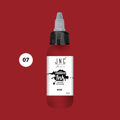 Frasco de tinta para tatuagem JNC vermelho com rótulo branco