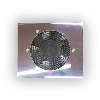 Ventoinha quadrada de metal com grelha preta hexagonal