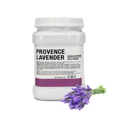 Frasco branco de máscara em gel Provence Lavender com flores de lavanda
