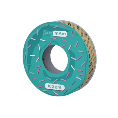 Fita abrasiva em formato de donut com design verde e confetes