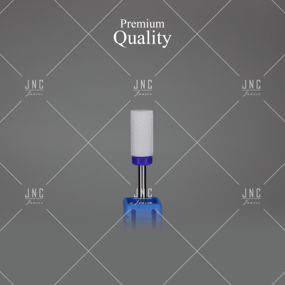 Ferramenta com cilindro esfoliante branco e base azul num fundo cinza