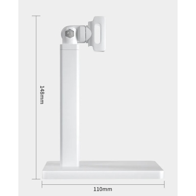 Suporte branco para monitor com base retangular e articulação ajustável