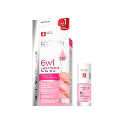 Verniz de unhas rosa Eveline Cosmetics com embalagem branca e rosa