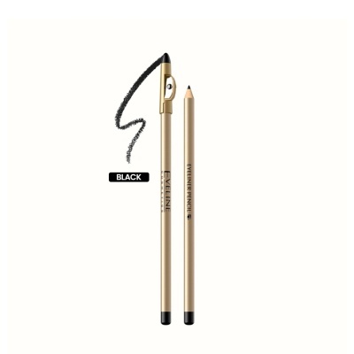 Duas canetas de maquilhagem pretas finas com corpo dourado metálico