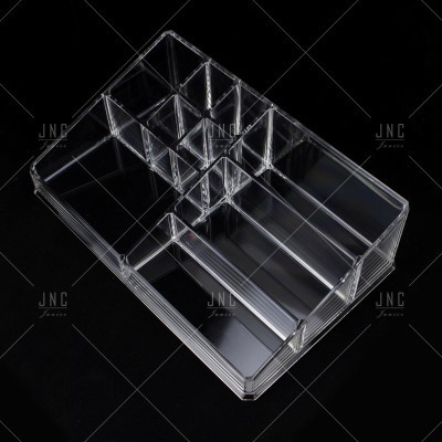 Organizador transparente em acrílico com compartimentos variados