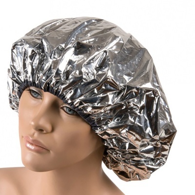 Touca para cabelo metalizada prateada com elástico na base