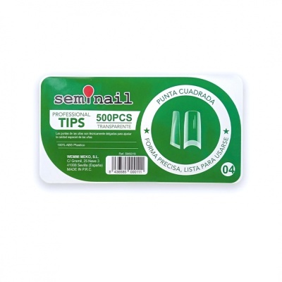 Caixa de pontas de unha falsas transparentes seminail 500 unidades design quadrado