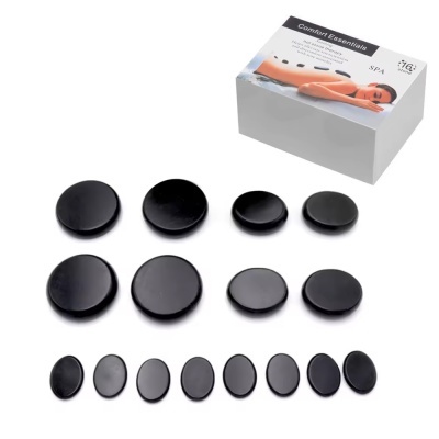 Conjunto de pedras pretas para terapia de pedra quente com embalagem Comfort Essentials