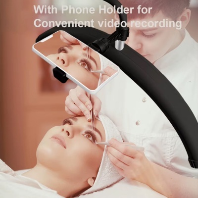 Halógena com suporte para telemóvel para gravação de vídeo em estética