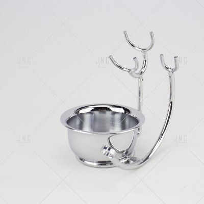 Suporte cromado para copos de barbear com suporte para pincel