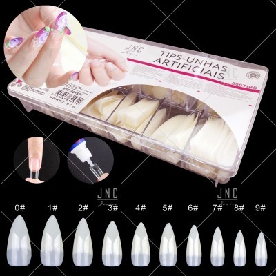 Conjunto de tips para unhas artificiais em plástico translúcido com vários tamanhos