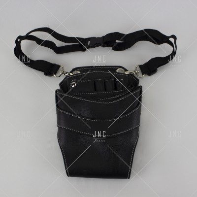 Bolsa de cinto preta com vários compartimentos