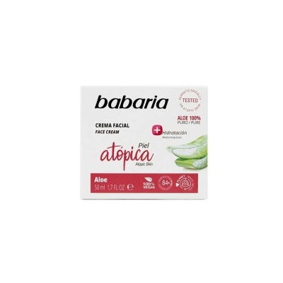 Embalagem de creme facial Babaria com aloe vera para pele atópica, 50 ml