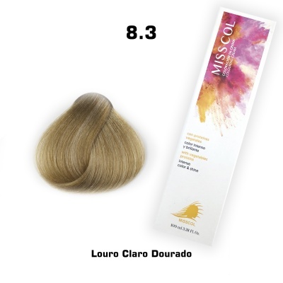 Tonalidade de cabelo louro claro dourado com embalagem MISS COL