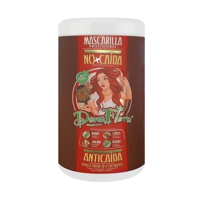 Máscara capilar antqueda Dona Flor em frasco com rótulo castanho e vermelho