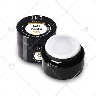Dois frascos pretos de Gel Pasta 3D da JNC, um aberto e outro fechado