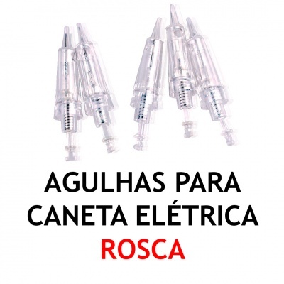 Agulhas transparentes para caneta elétrica com texto explicativo