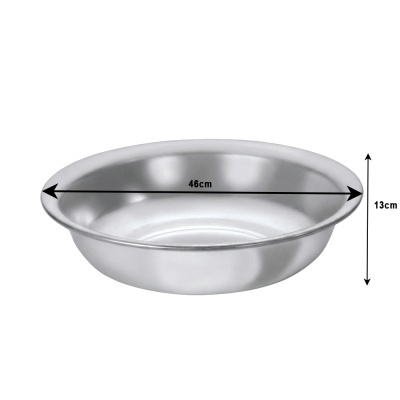 Tigela grande de aço inoxidável com 46 cm de diâmetro e 13 cm de altura