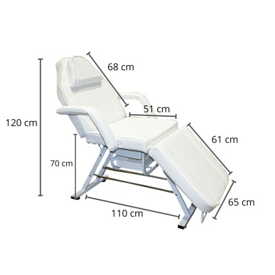 cadeira reclinável branca com dimensões