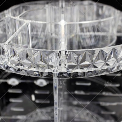 Organizador transparente com textura facetada e divisórias