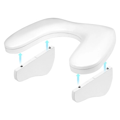 Assento branco em U para sanita com peças laterais de suporte separadas