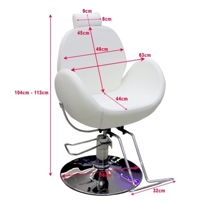 Cadeira branca de couro sintético com apoio de pés e estrutura metálica