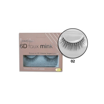 Caixa rosa claro com pestanas postiços 6D faux mink modelo 02
