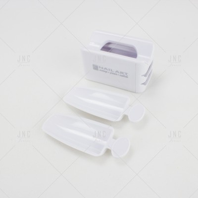 Acessórios para unhas em plástico branco com suporte e pinças