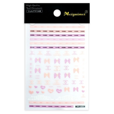 Adesivos decorativos para unhas Meiguimei com padrões em rosa e dourado