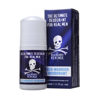 Desodorizante THE BLUEBEARDS REVENGE ECO-WARRIOR DEODORANT azul e branco com caveira