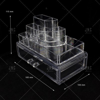 Organizador acrílico transparente com divisórias em degraus