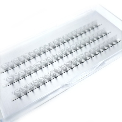 Pestanas falsas em leque organizadas em estojo de plástico