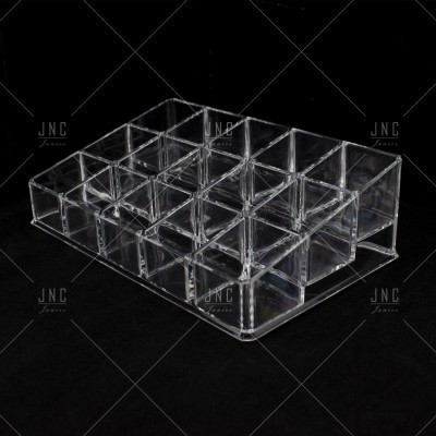 Organizador transparente com 15 compartimentos quadrados em plástico acrílico
