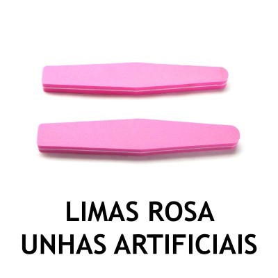Duas limas rosa para unhas artificiais sobre fundo branco