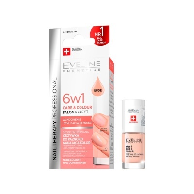 Verniz de unhas Eveline Cosmetics Nude 6w1 com embalagem e frasco