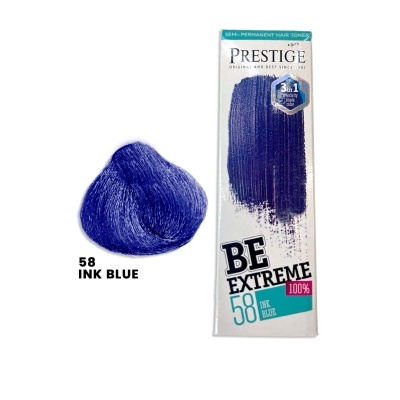 Tonalizador de cabelo Prestige BE EXTREME 58 INK BLUE com amostra de cor azul