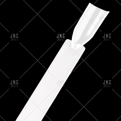 Tubo branco com ponta transparente despejando líquido