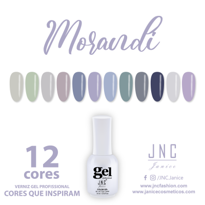 Paleta de 12 cores de verniz gel profissional JNC Janice com frasco branco e fundo branco
