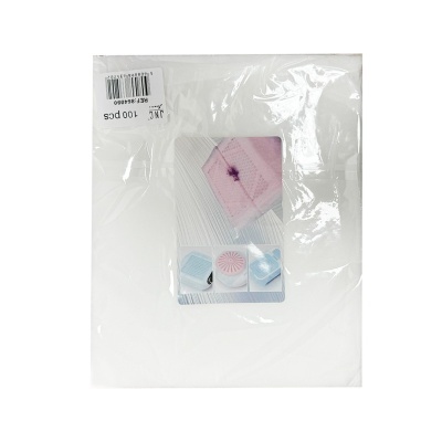 Pacote de lenços de papel brancos, 100 peças, embalagem plástica com etiqueta e código de barras