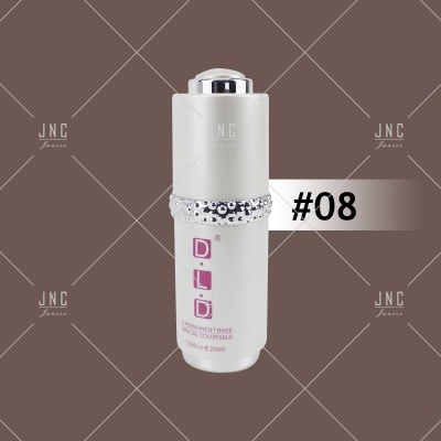 Frasco branco de base permanente para unhas com tampa prateada e texto 'DILIG' e '#08'