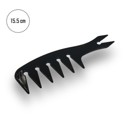 Pente preto em plástico com 15.5 cm e seis grandes dentes