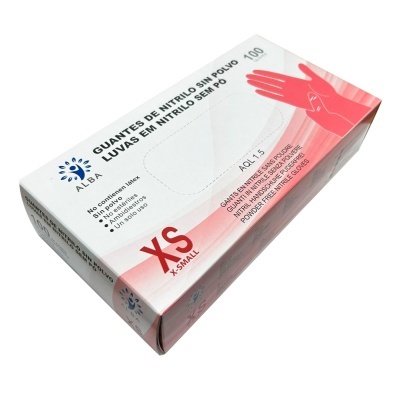 Embalagem de luvas descartáveis de nitrilo sem pó tamanho XS